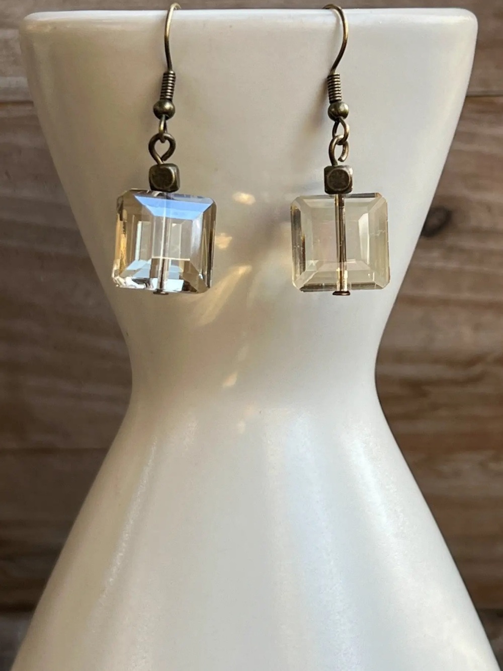 Carina Classic Clear Cube Crystal Drop Earrings